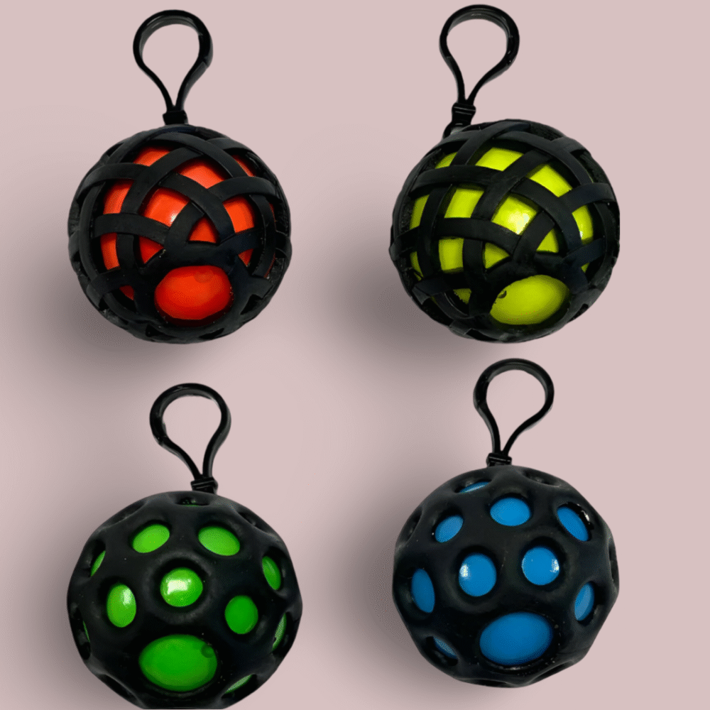 Key Ring Pack 6 Squish Ball Bag clip
