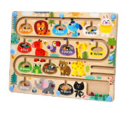 Wooden magnetic maze cartoon animals 2
