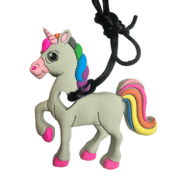 chew necklaces unicorn rainbow grey single