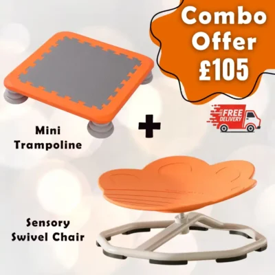 orange catpaw chair and minitrampoline combo offer