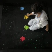 LED Fibre Optic Light Mat glowing green light