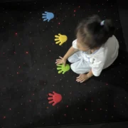 LED Fibre Optic Light Mat glowing red light