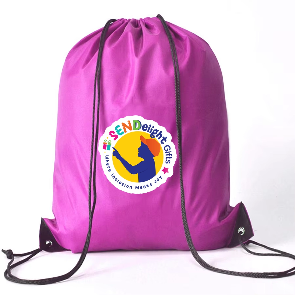 drawstring bag pink colour with logo
